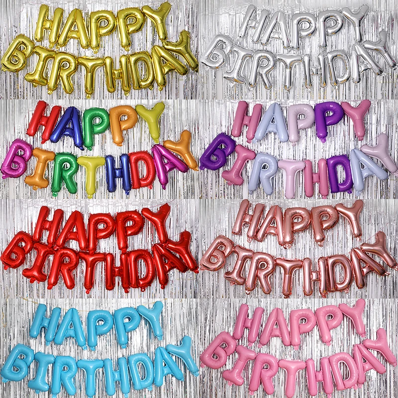 16寸happybirthday英文字母生日快乐铝膜气球生日派对布置装饰球