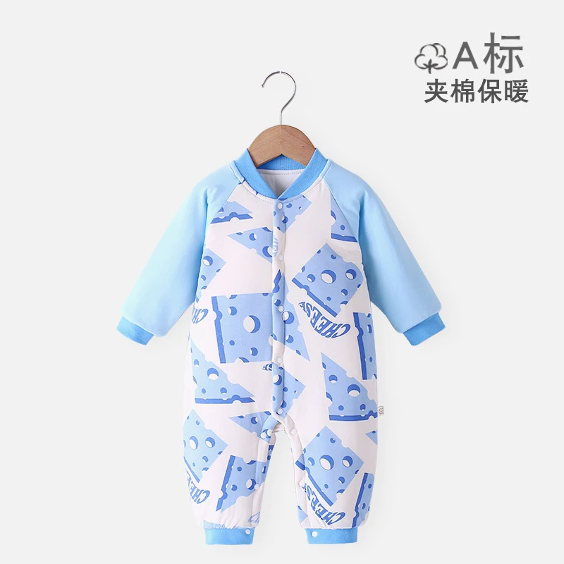 婴儿连体衣秋冬纯棉新生儿衣服男女宝宝睡衣套装保暖哈衣棉冬装