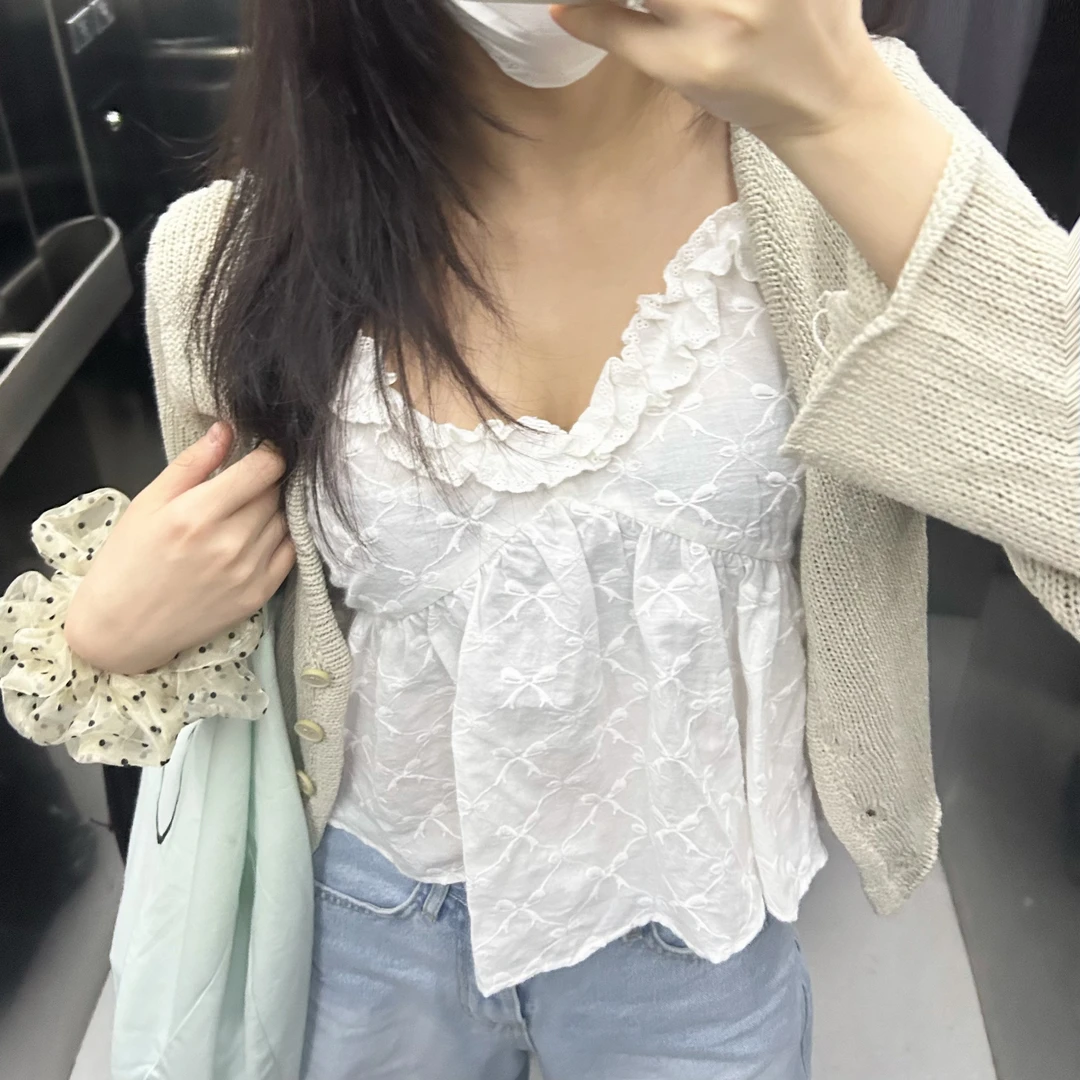 韩国东大门白色短款百搭吊带美背夏季