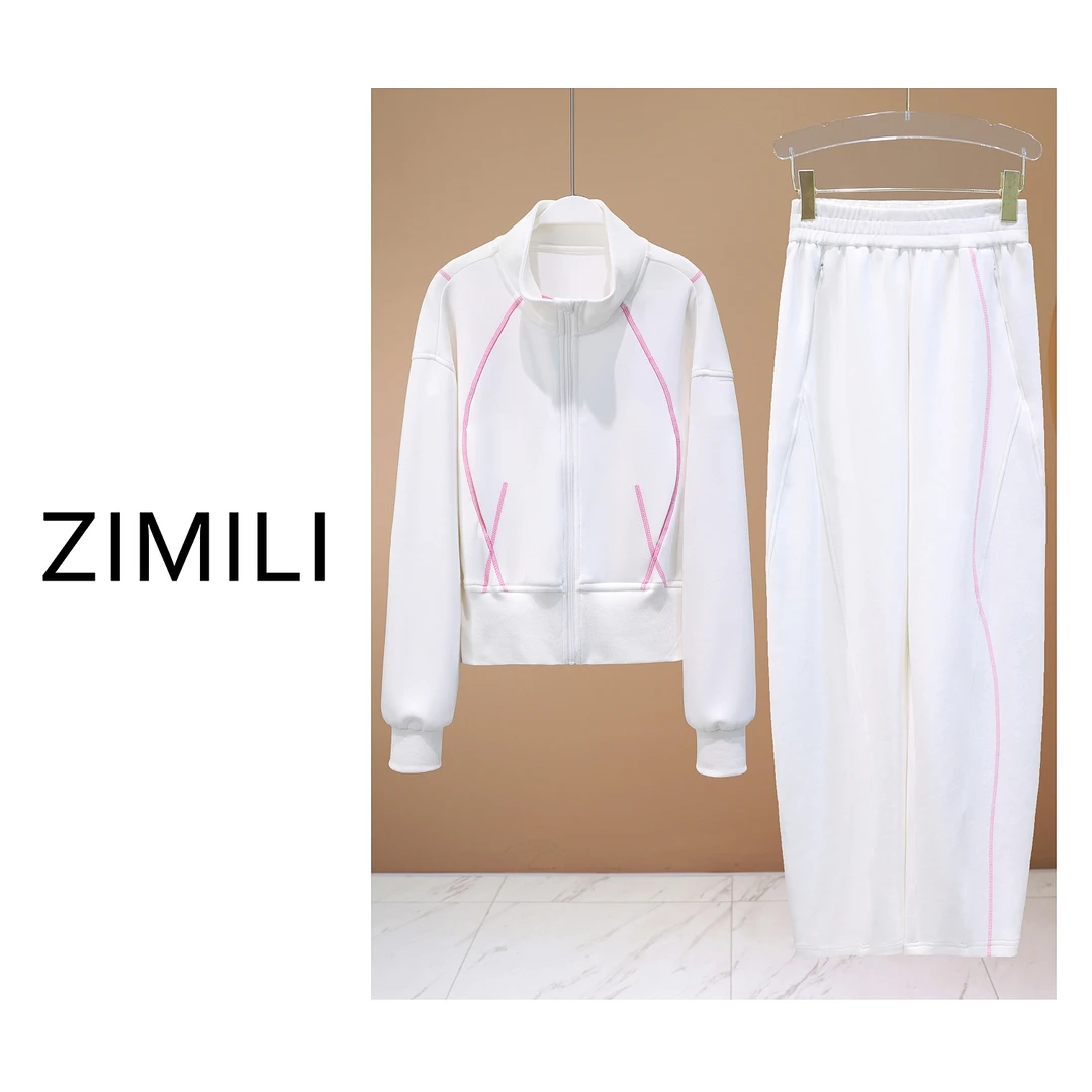 【LIANG哥女装】2024秋季月光白立领拼色S型小众设计高定套装3017