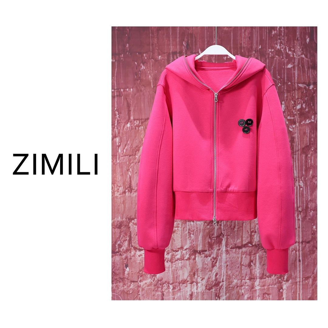 【LIANG哥女装】2024设计主推《非凡洋红色系》显瘦加厚卫衣外套5560