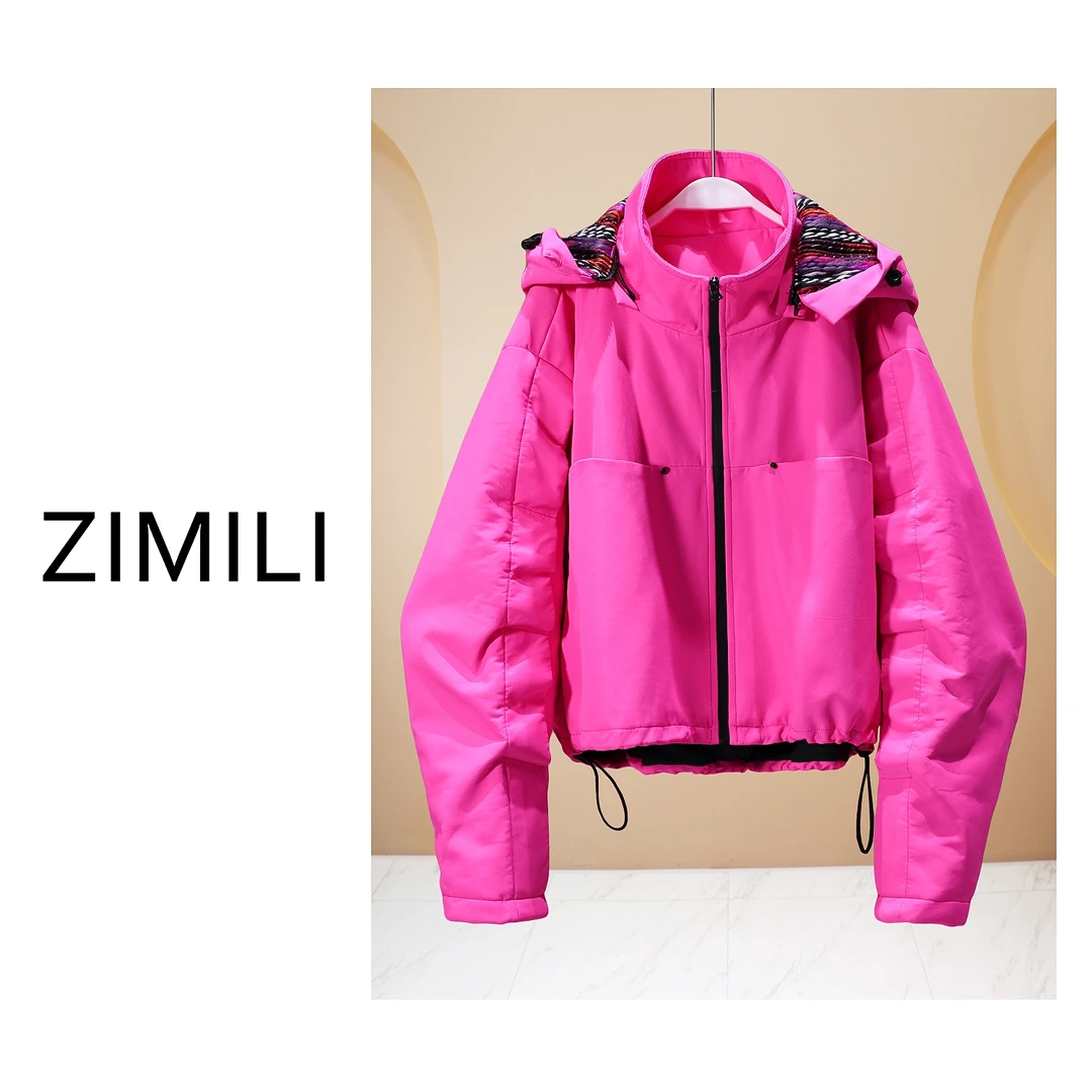 【LIANG哥女装】2025潮牌玫红色户外旅行蝙蝠袖加厚冲锋衣外套5698