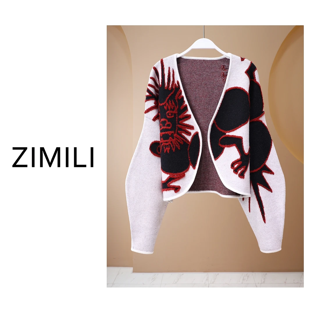 【LIANG哥女装】2024冬季银灰色V领针织衫贝壳襟撞色针织外套5366