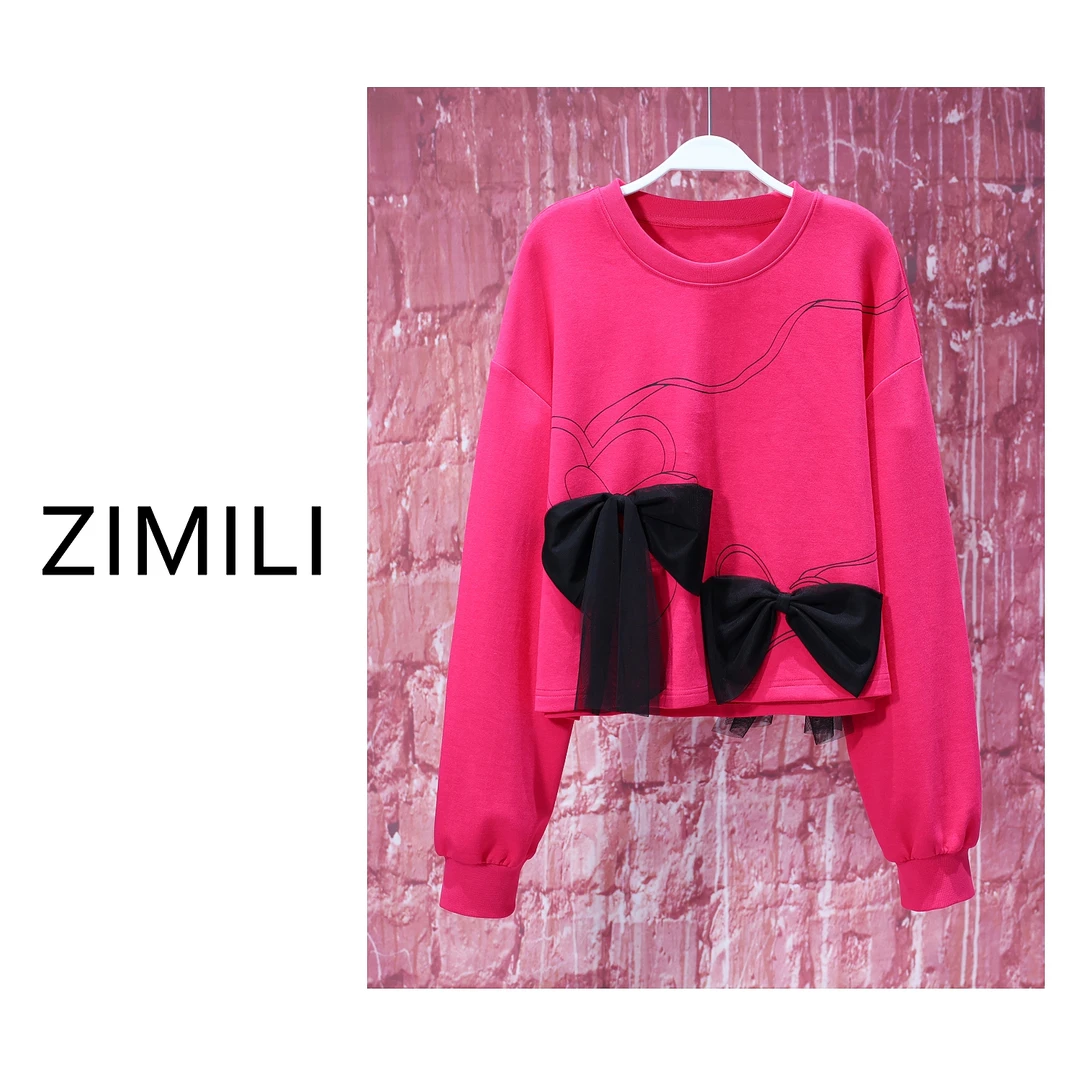 【LIANG哥女装】2024小众设计《烂漫花棚 锦绣窠》洋红色加厚卫衣5829