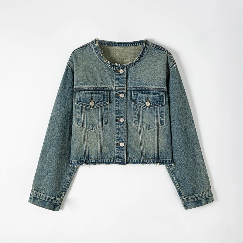RAIN.CUN【牛仔很酷】高级感复古百搭牛仔外套女短款宽松上衣N11635