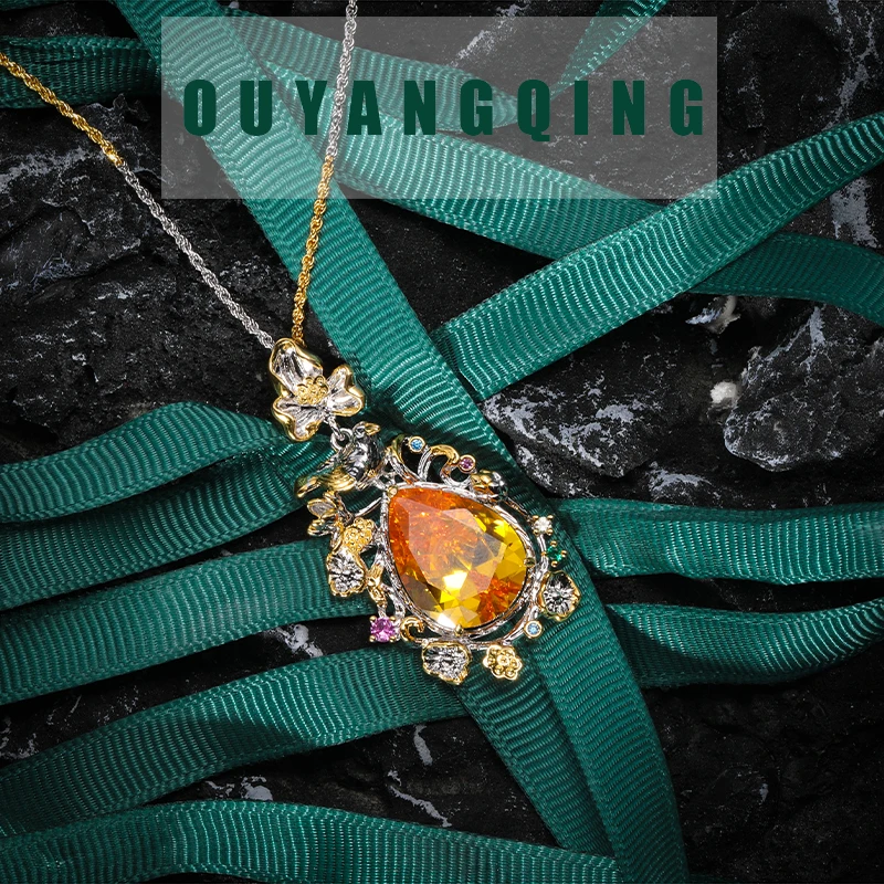 链子925银合成锆石 【琴愿为你】气质绿项链吊坠ZD140473