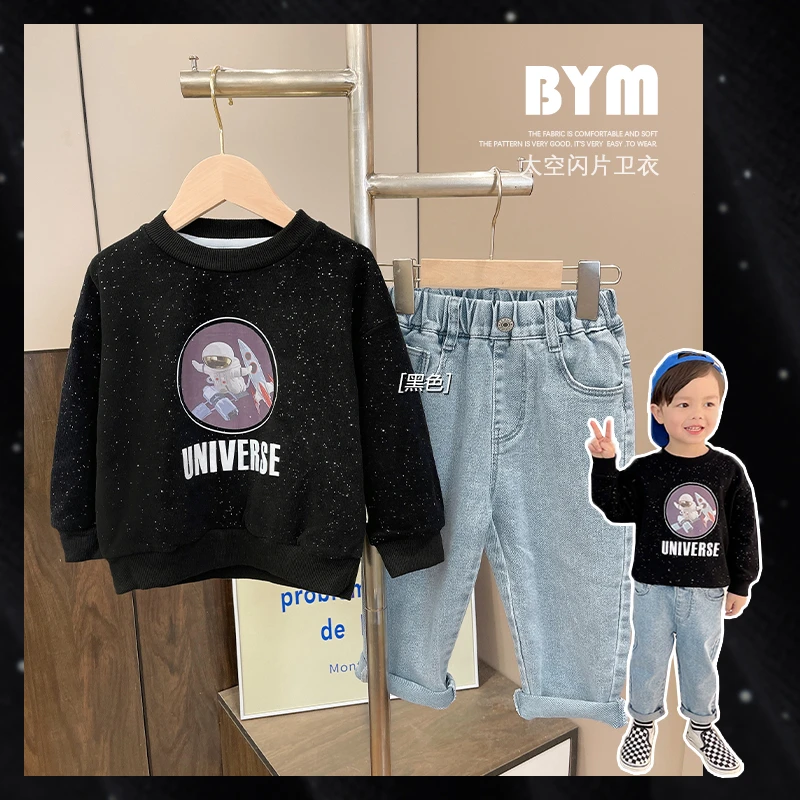 X3258圆领印花卫衣春装春秋款婴儿童装洋气小童上衣潮牌