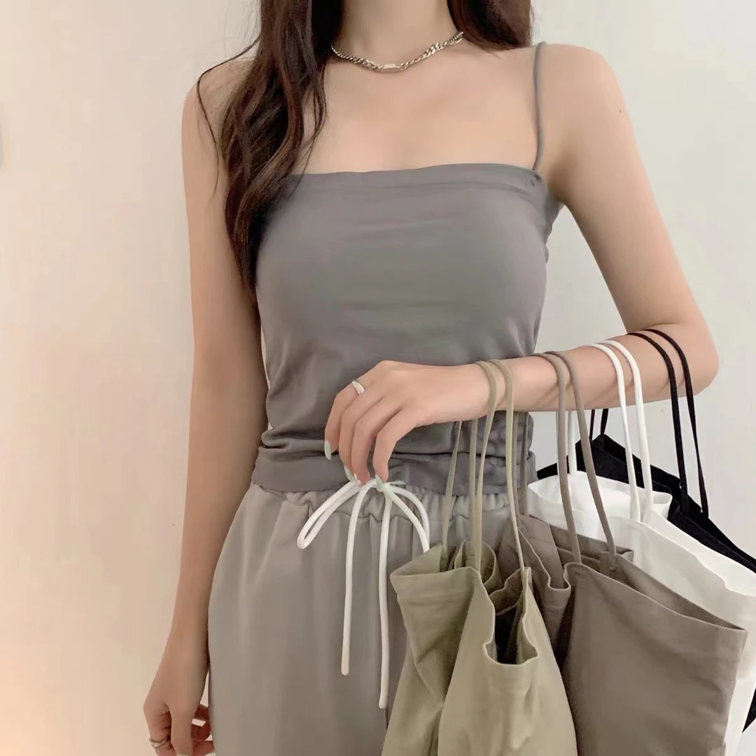 【大面菁专属】无钢圈大码吊带背心带胸垫一体打底吊带外穿显瘦女