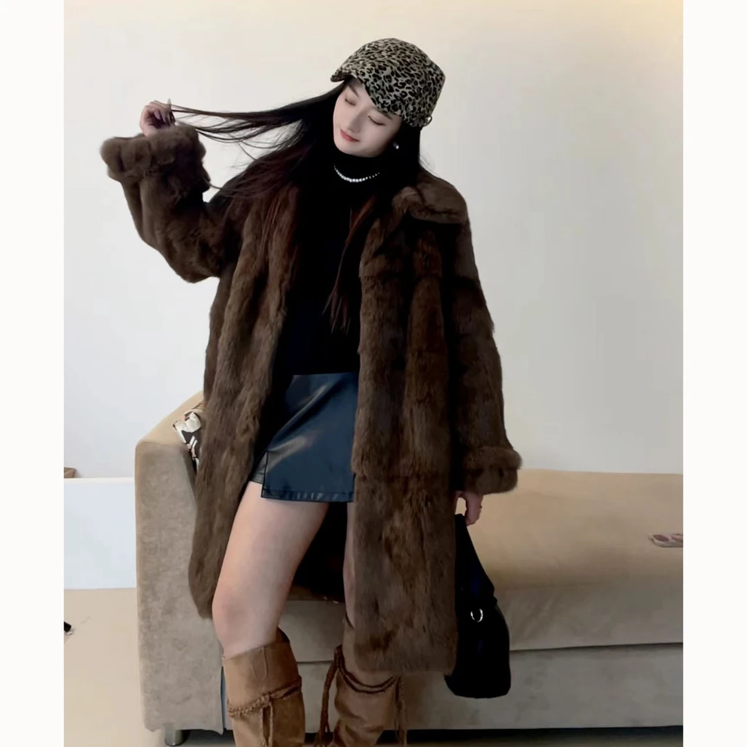 【雅绯】"南瓜贝贝"2024海宁新款时尚轻奢网红气质兔毛南瓜袖外套
