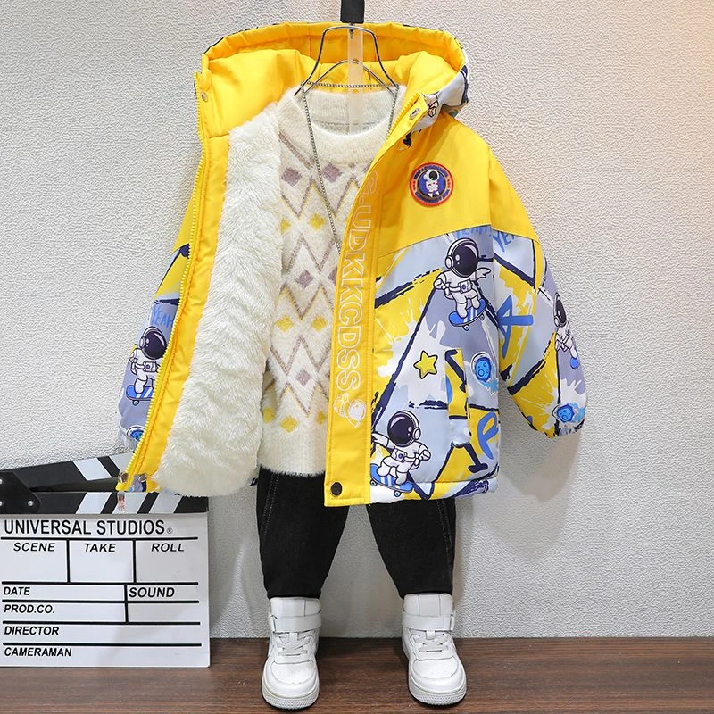男童外套秋冬季加绒加厚冲锋衣2023新款儿童外穿防寒帅气宝宝棉服