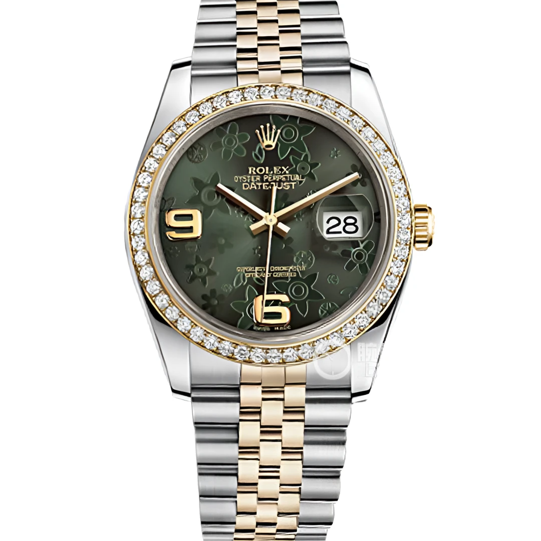 95新 Rolex/劳力士 G/日志型116243/稀少花图盘36mm经典带钻/全套