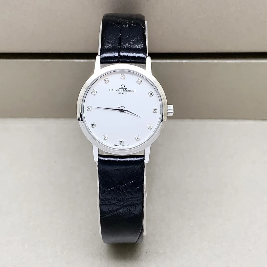 95新 Baume et Mercier/名士 经典18k白金/24mm/石英气质女表