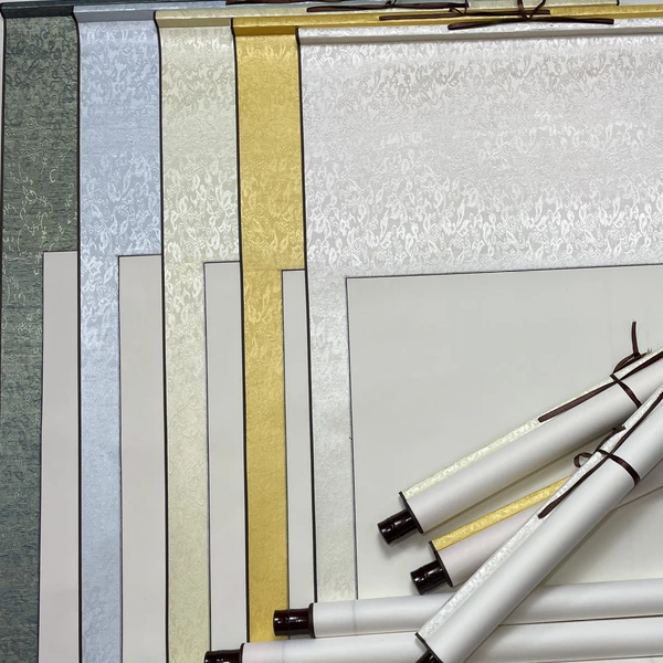 拍一份发五张【四尺三尺白色生宣高温绫布高档画轴空白挂轴卷轴】