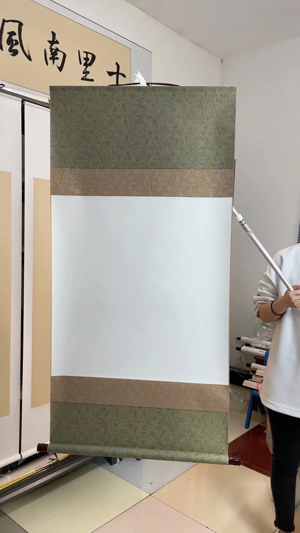 四尺斗方{拍一发五}空白挂轴双色全绫高温绫布精裱空白斗方卷轴