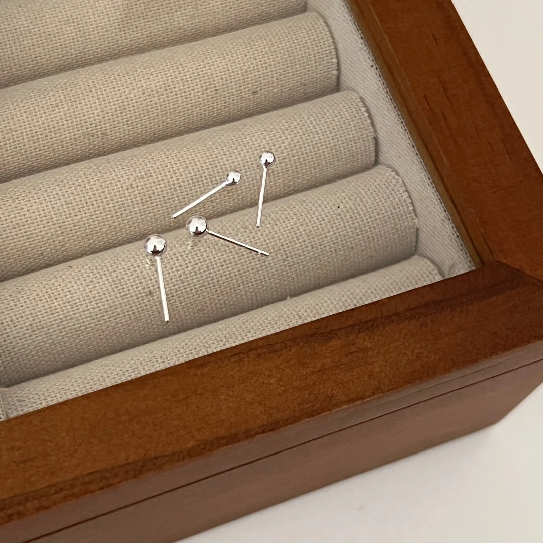 足银耳饰 999纯银耳钉女养耳洞耳棒防堵睡觉免摘耳环耳饰耳骨钉男