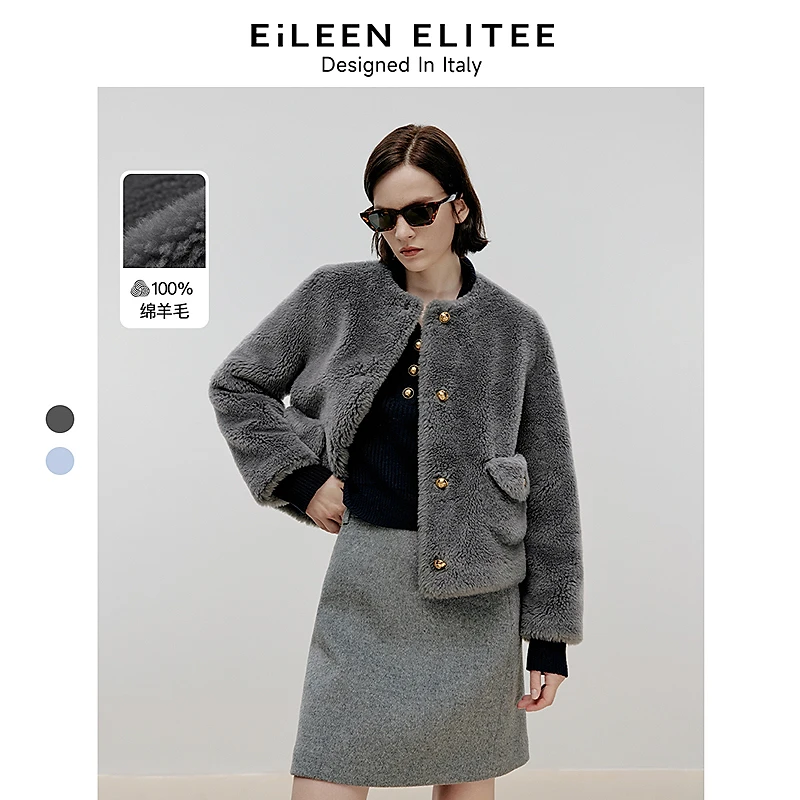 朗姿欧洲EiLEEN ELITEE时尚短款大衣外套女冬季新款欧若风