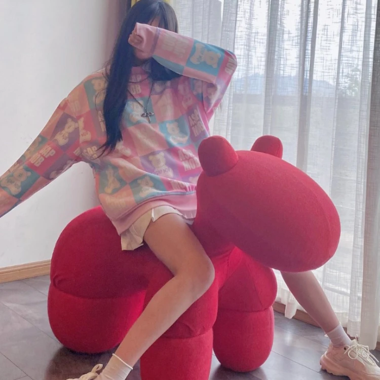 WN链接春秋春秋长袖高腰宽松学生印花