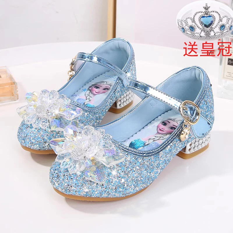 女童单鞋冰雪奇缘公主水晶鞋爱莎儿童高跟鞋搭配礼服女孩舞蹈皮鞋