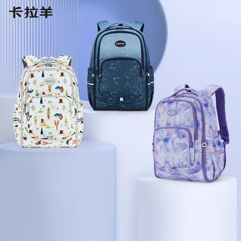 卡拉羊24L中学生轻便游学包双肩书包大容量背包防水森林物语S5499