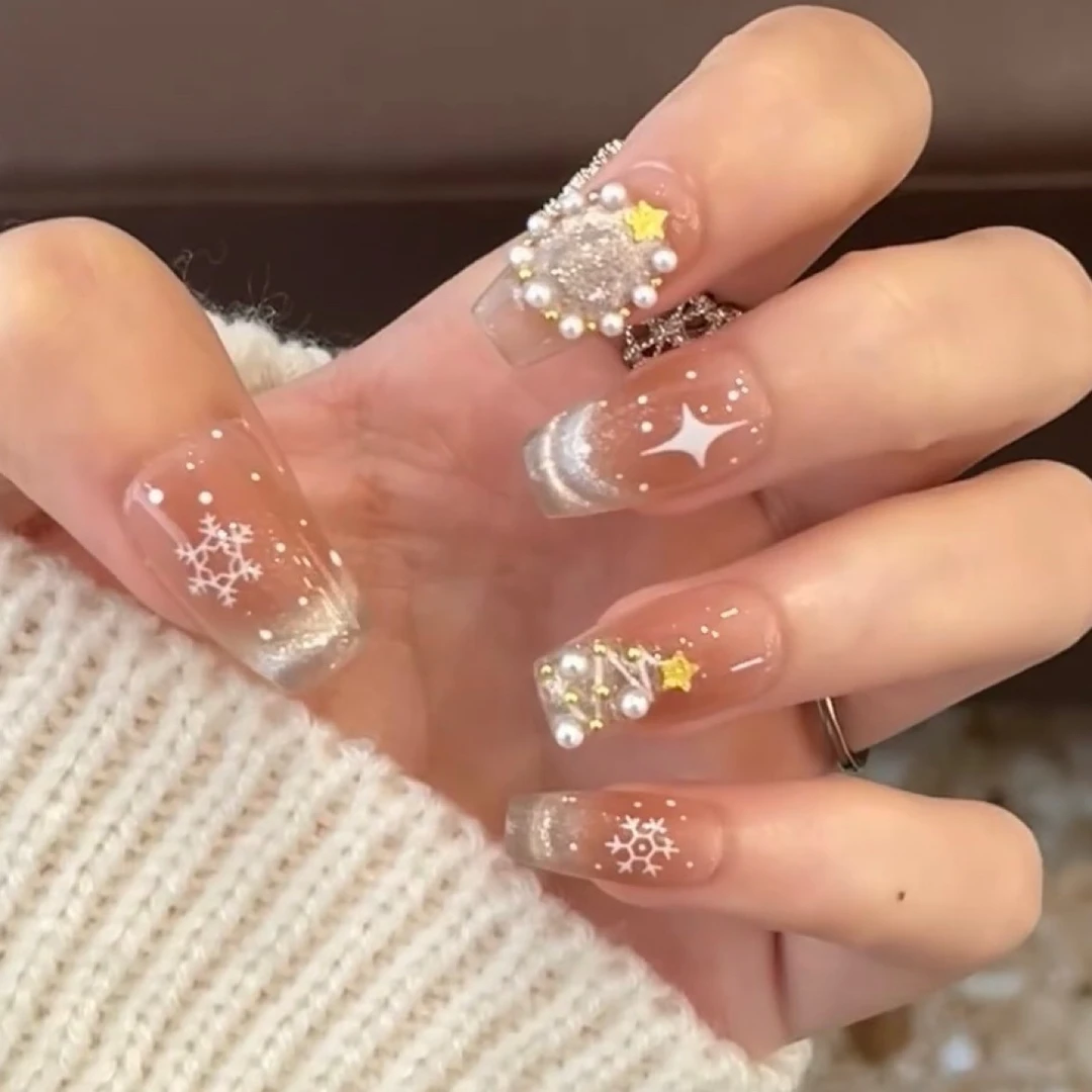 【圣诞猫眼】中长（24片全尺码）穿戴甲美甲甲片指甲贴穿戴手工甲百搭