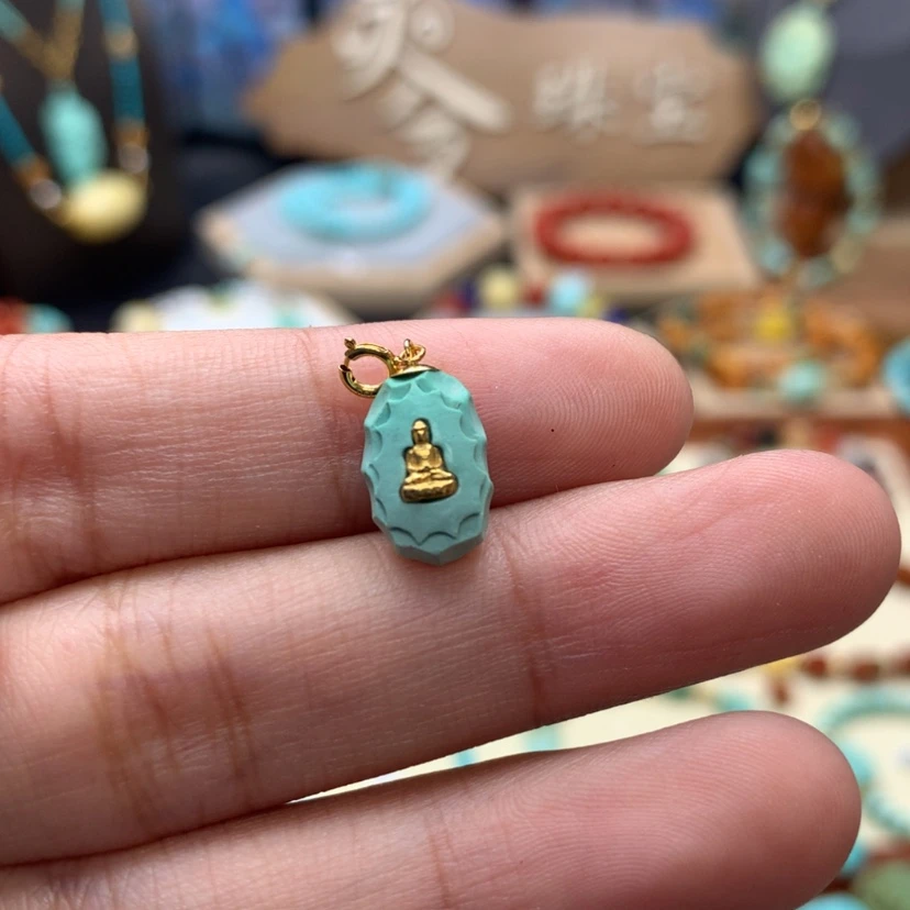 【闪购商品】绿松石挂件18K金镶嵌?***…