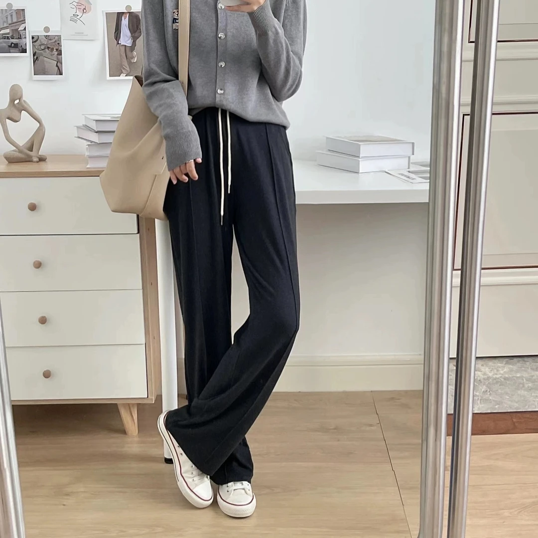 【加绒糯米裤】简约显瘦窄版直筒裤高腰百搭休闲保暖糯米裤秋冬女