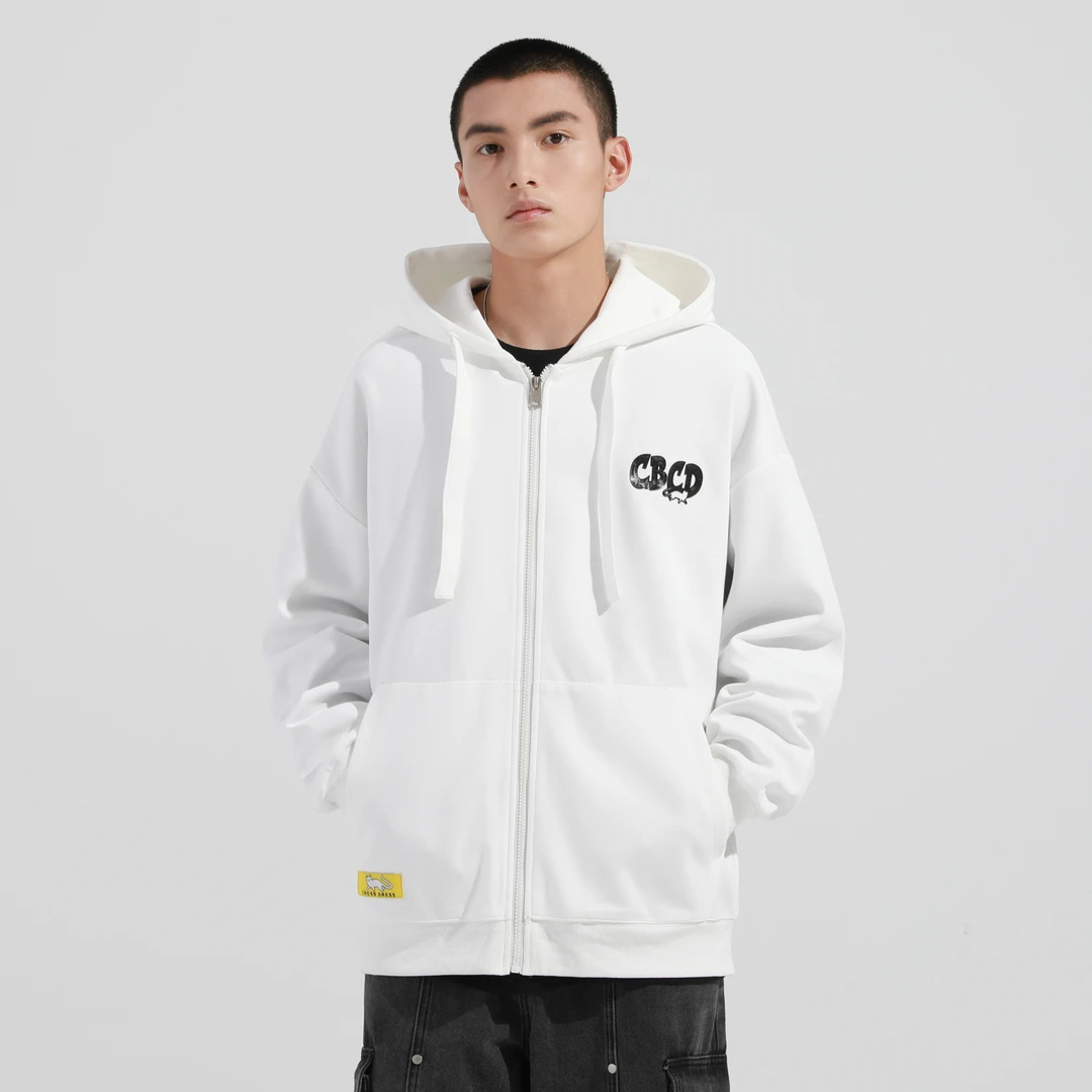 CBCD立体标识贴标撞色卡通字母印花宽松连帽开衫卫衣CBCD-XY7079