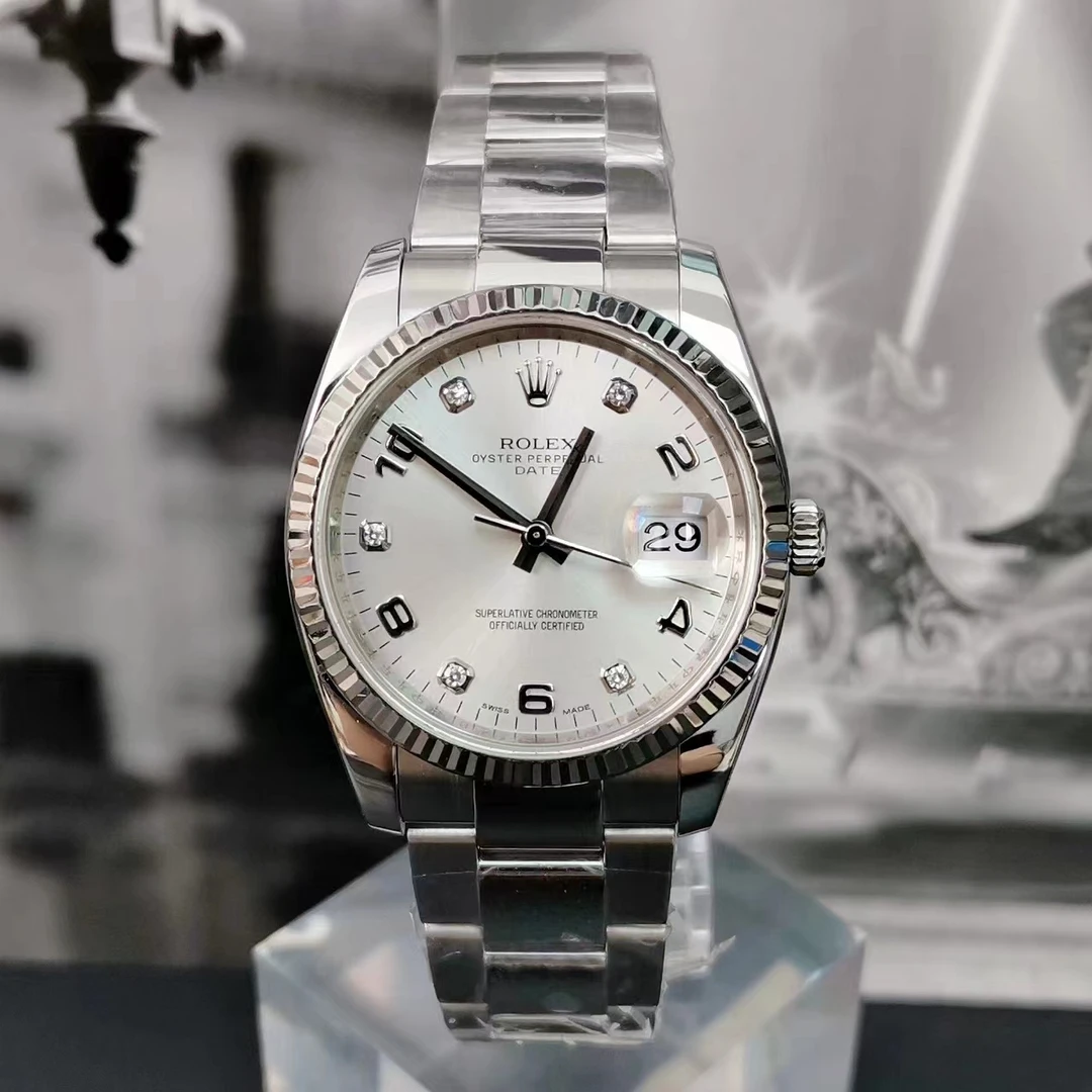 99新 Rolex/劳力士 日志型115234 表径34mm  银白原钻单表