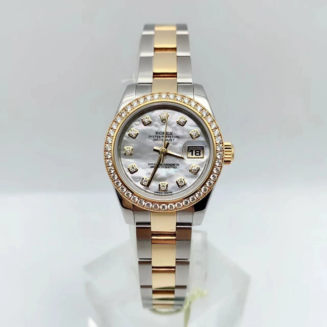 95新 Rolex/劳力士 日志179383 表径26mm 白贝母盘 内外原钻 单表