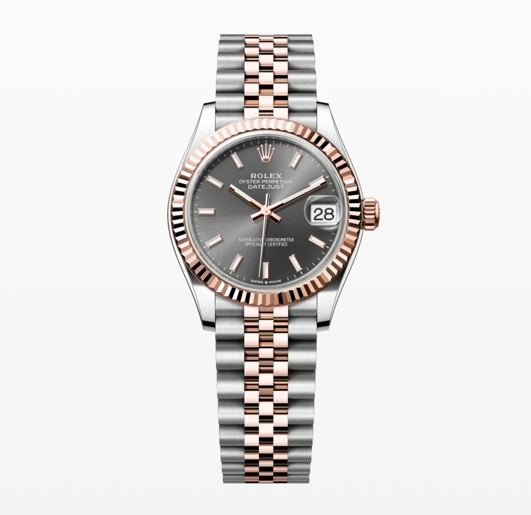 99新 Rolex/劳力士 女款日志278271玫瑰金水泥灰31表经24年全套