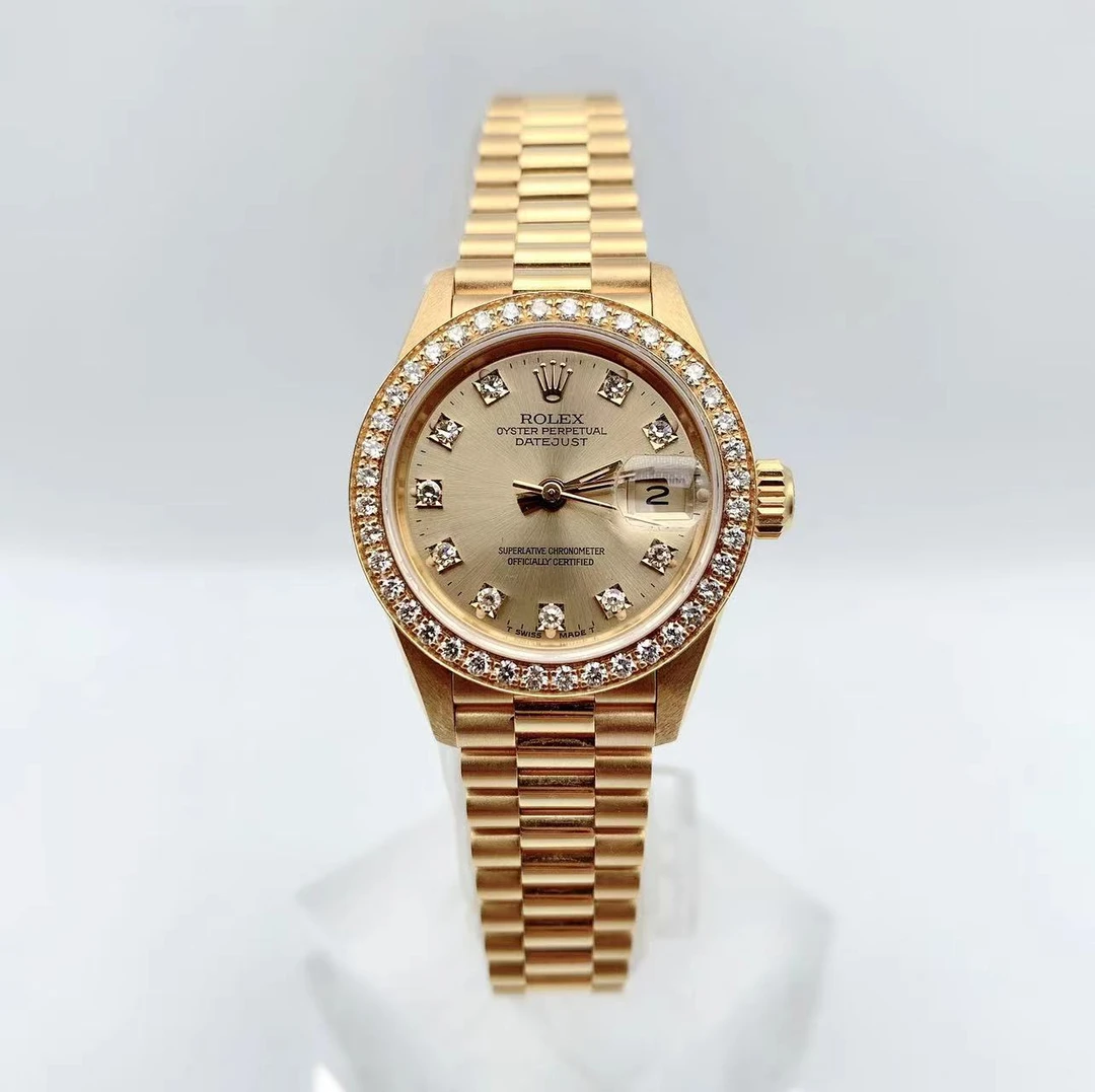 95新 Rolex/劳力士 全金日志69268 表径26mm 金面内外原钻 单表