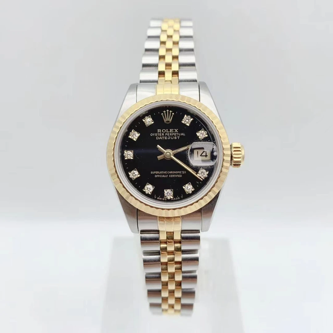 99新 Rolex/劳力士 日志69173表径26mm  黑面原盘原钻 养护色单表