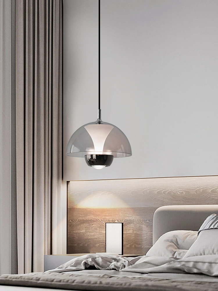 床头吊灯壁灯花苞灯高级感卧室落地全光谱灯具透明网红升降吊线灯