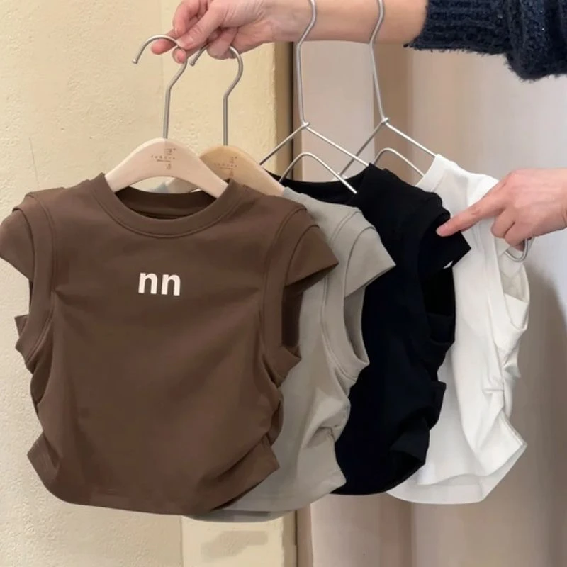 童装儿童洋气短袖T恤2025夏装女大童设计感后背镂空宝宝网红短t潮