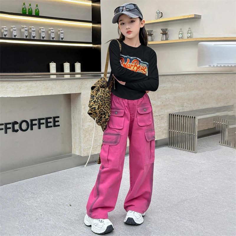 女童长袖t恤8春秋6-12岁15字母上衣中大童女孩秋季打底衫时尚秋装