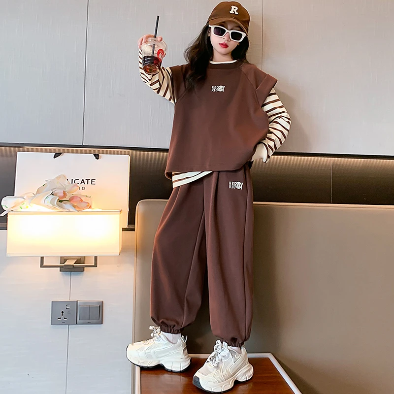 秋装女童运动套装6-12岁15岁新款春秋洋气大童女孩时尚休闲三件套