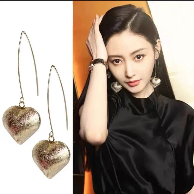 铜合金耳饰 a035明星同款复古夸张个性设计桃心耳坠