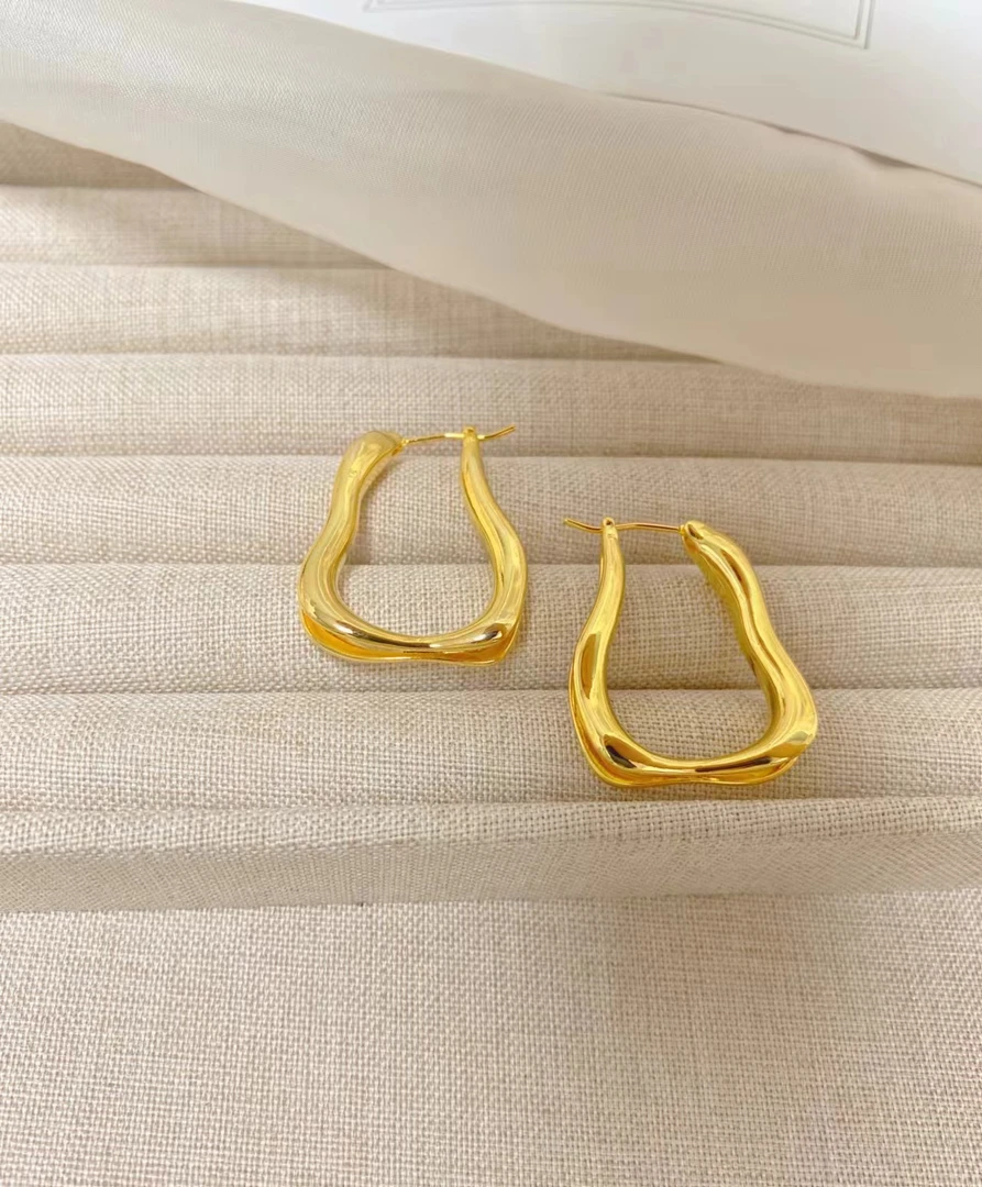 铜合金耳饰 a586玫瑰故事刘亦菲同款不规则冷淡风气质百搭耳圈