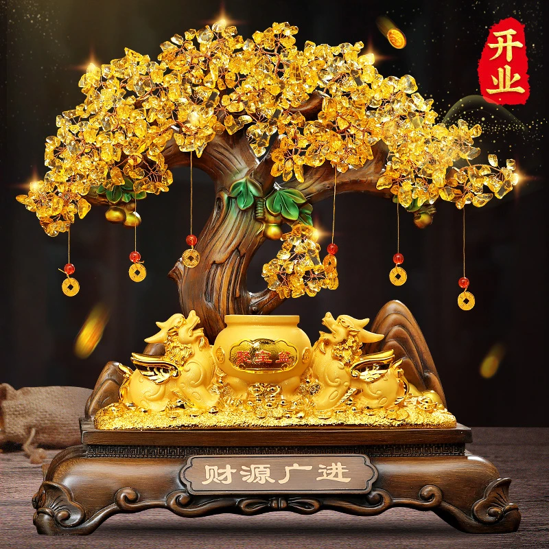 貔貅财聚宝盆摆件大号酒柜发财树聚摇钱树装饰品乔迁店铺开业礼物
