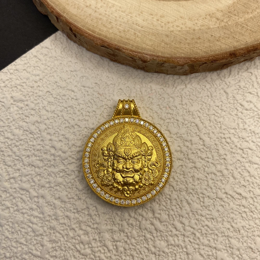 【金喜圆】足金999 莫桑黄财神吊坠/ 带证书钢印