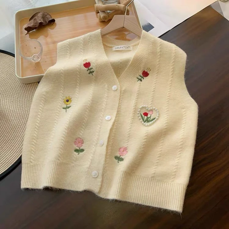 【201-299】2023年新款针织马甲女春秋季叠穿外搭背心时尚马夹女