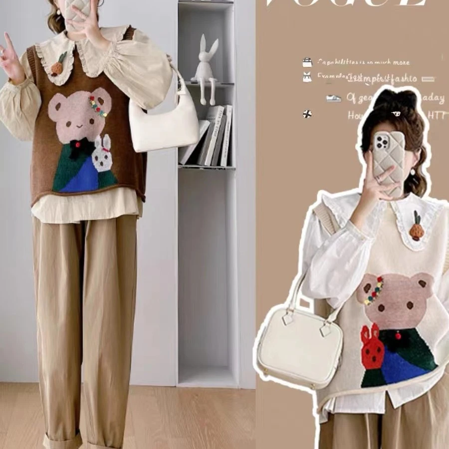 【101-199】秋冬季新款针织马甲女叠穿学院风毛衣背心时尚韩版马夹