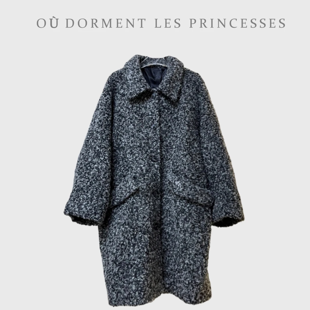 Fen姐｜【幻影灰调】重磅圈圈羊毛混纺翻领单排扣气质毛呢大衣95747