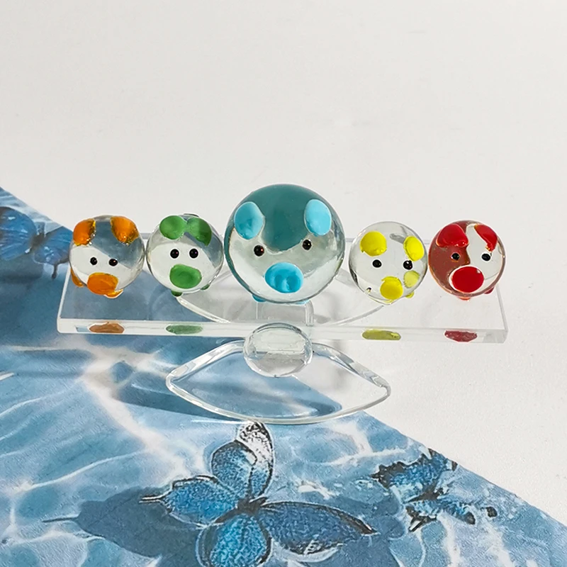 【KNIGHT水晶工坊】水晶琉璃趣味五色小猪翘板创意潮流装饰桌面摆件