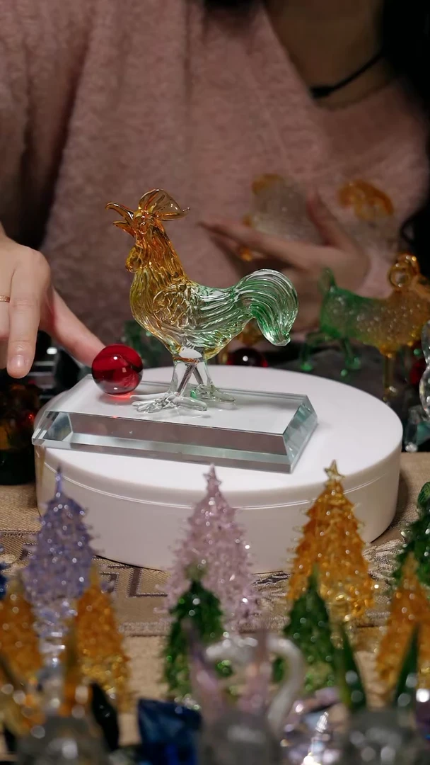 【闪购商品】琉璃炫彩转运珠鸡摆件
