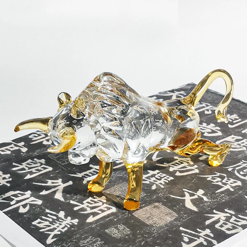 【KNIGHT水晶工坊】十二生肖牛气冲天琉璃水晶茶桌书房酒柜玄关摆件