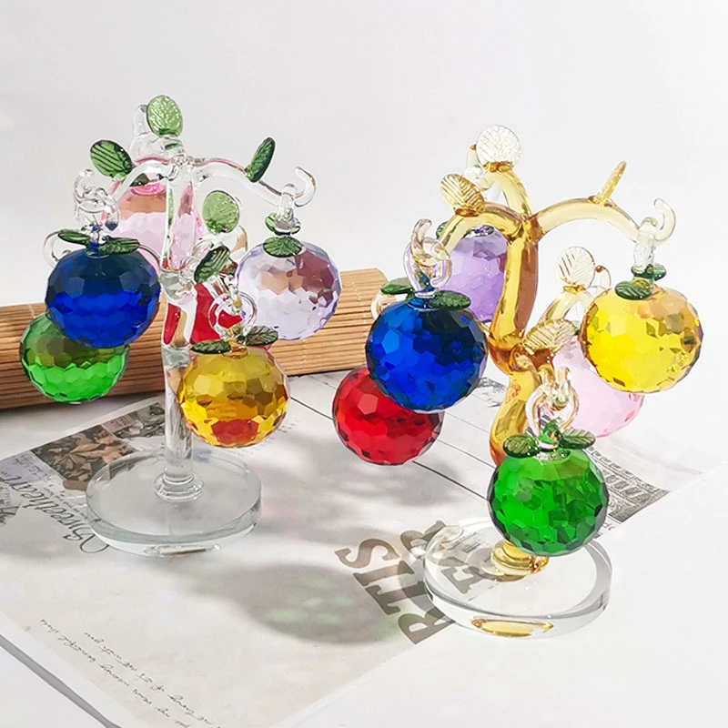 【KNIGHT水晶工坊】琉璃水晶玄关书房酒柜轻奢高档六果苹果创意摆件