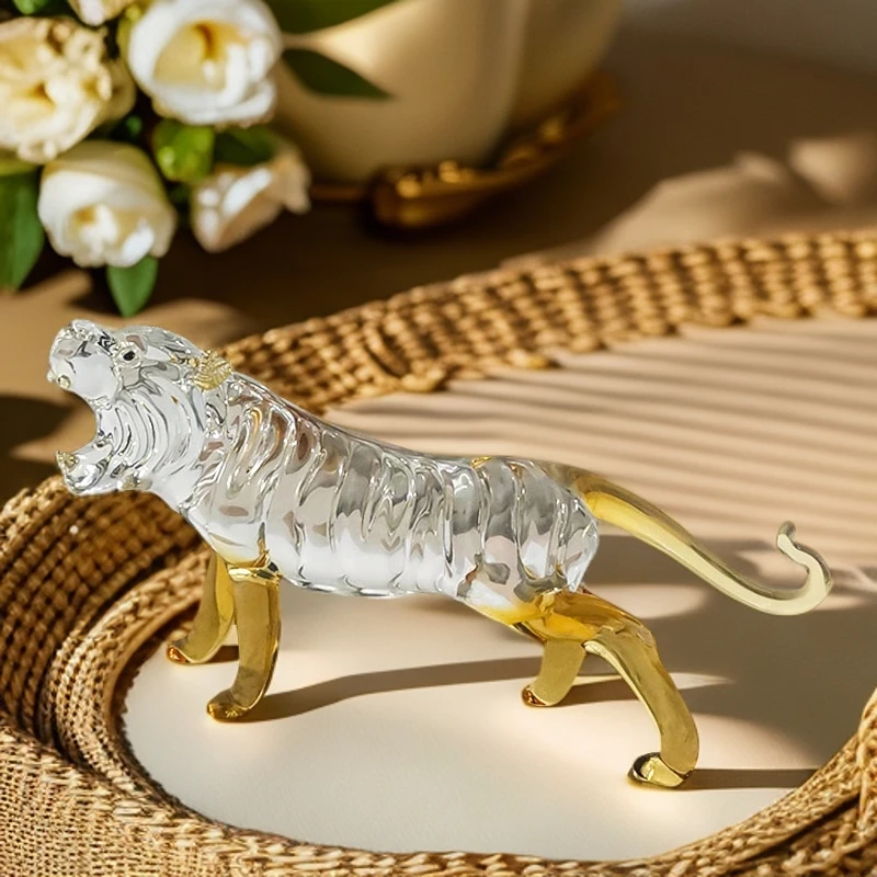 【KNIGHT水晶工坊】十二生肖虎虎生威水晶琉璃书房茶几居家装饰摆件