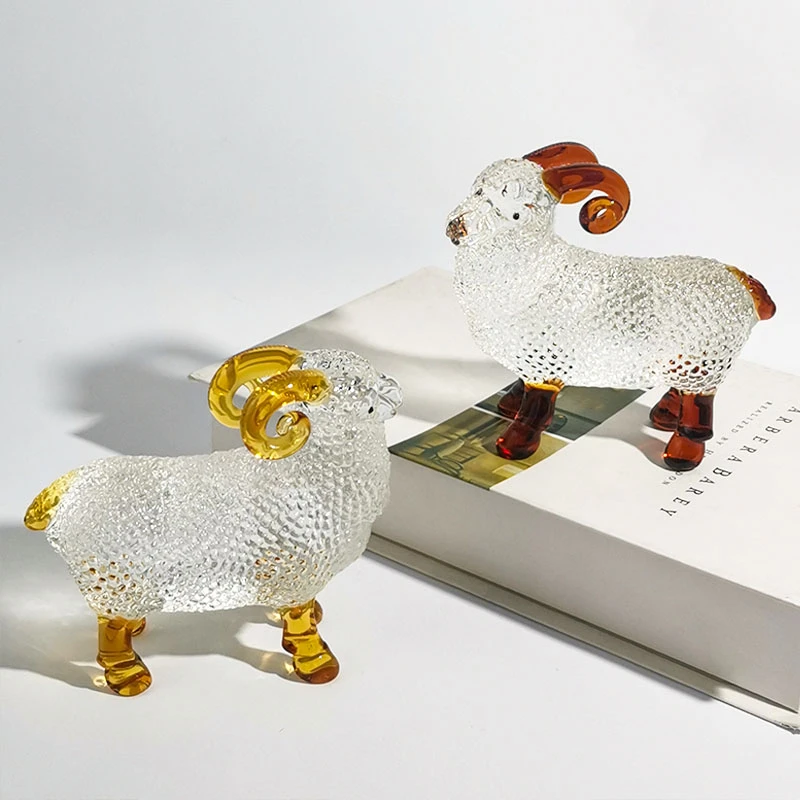 【KNIGHT水晶工坊】十二生肖水晶拉丝琉璃喜气洋洋书桌玄关装饰摆件