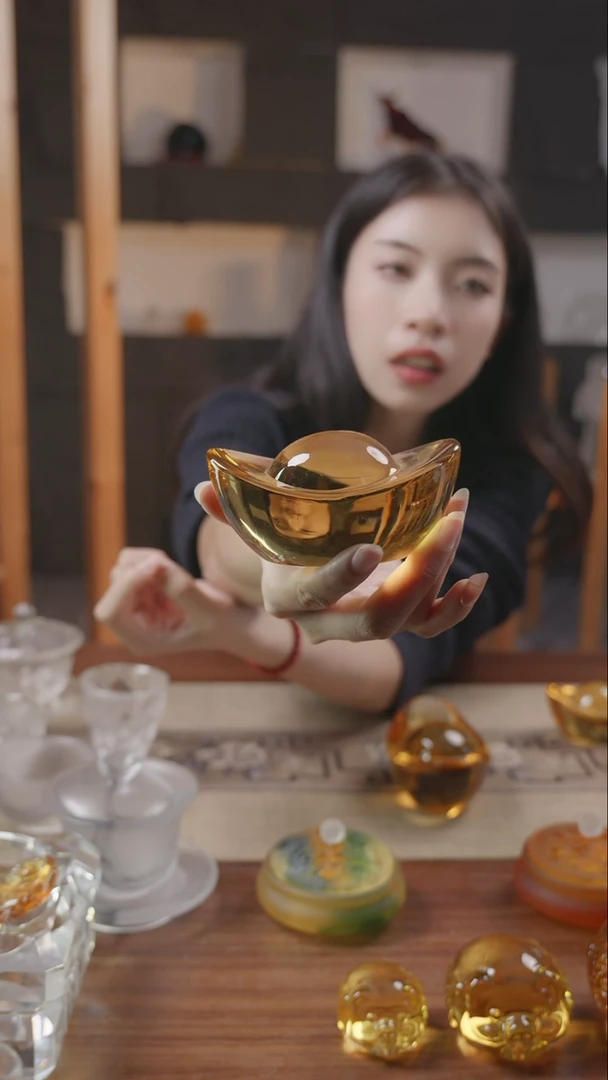 【闪购商品】琉璃手工艺品抖****彩元宝